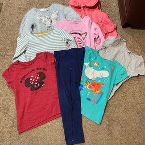 Mixed Lot of Girls Clothing 8 Pieces Size 5/6 Disney Mini Boden Mostly Tops